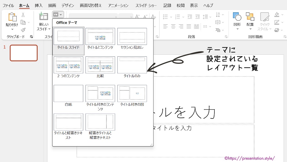 パワーポイントレイアウト一覧