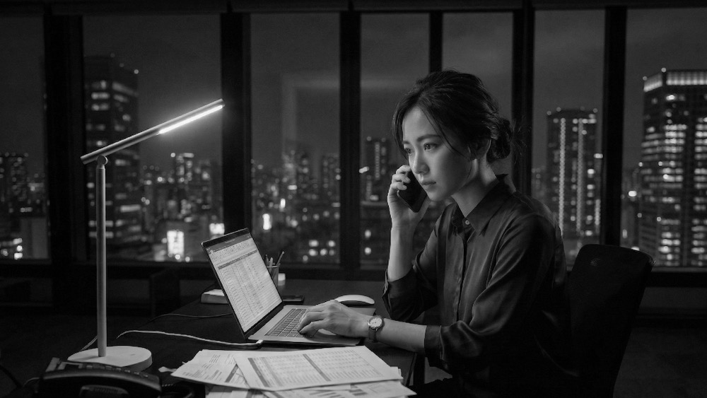 残業するビジネスパーソン